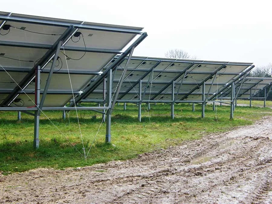 Crossways Solar Park - Dorset - 004 Floating Solar secured with earth anchors